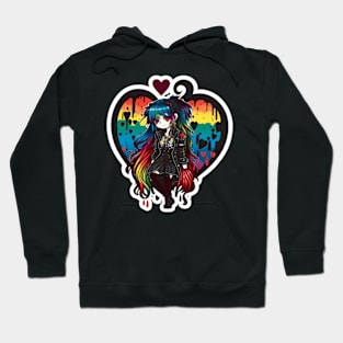 Rainbowcore Heart Dripped gothic style Hoodie